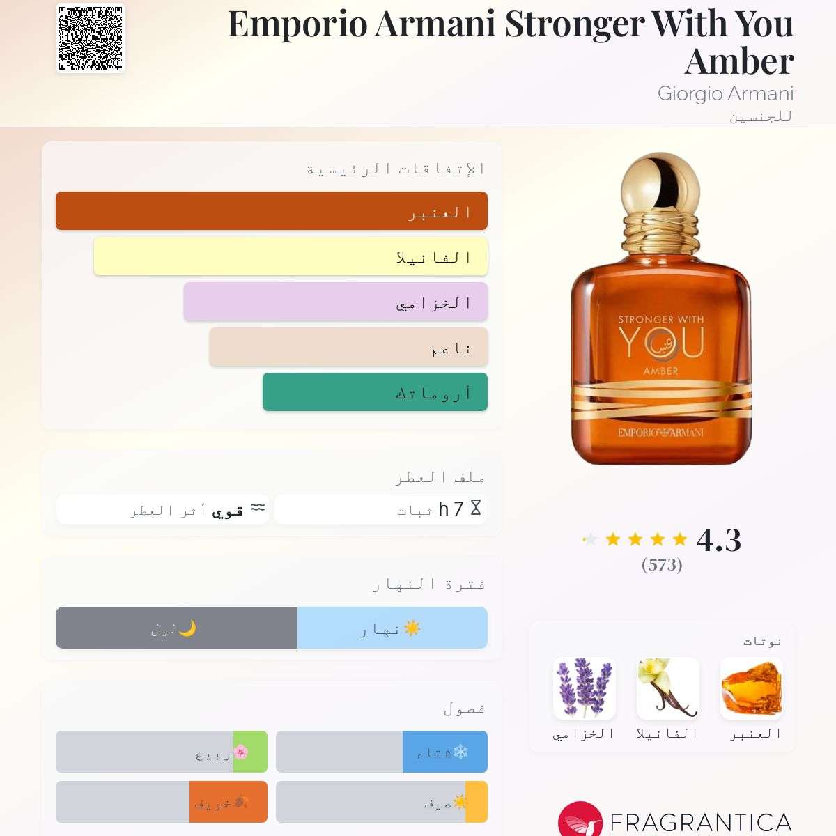 Emporio Armani Stronger With You Amber – إمبوريو أرماني سترونغر وذ يو أمبر – جورجيو أرماني (للجنسين)